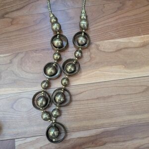 Vintage Brass Tone Beaded Necklace